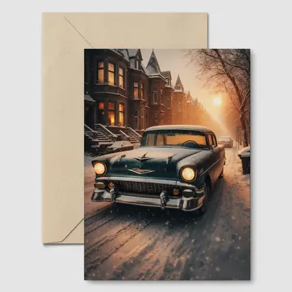 Chevrolet Bel Air Snowy Winter Street Scene