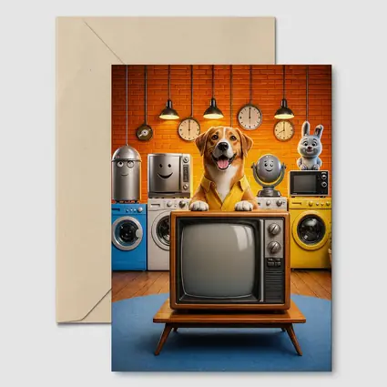 Happy Dog Retro TV Cartoon Appliances Room
