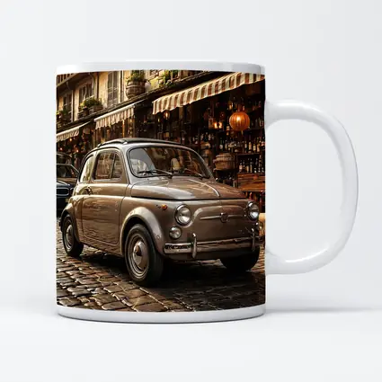 Classic Fiat 500 Parked On Cobblestone Street