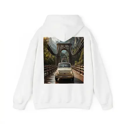 Fiat 500 Classic Car On Mountain Bridge
