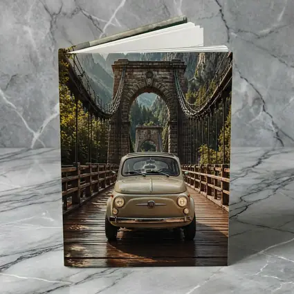 Fiat 500 Classic Car On Mountain Bridge