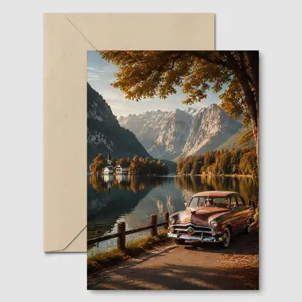 Retro Ford Classic Car Alpine Lake
