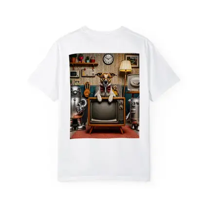 Jack Russell Dog Retro TV Room Robots