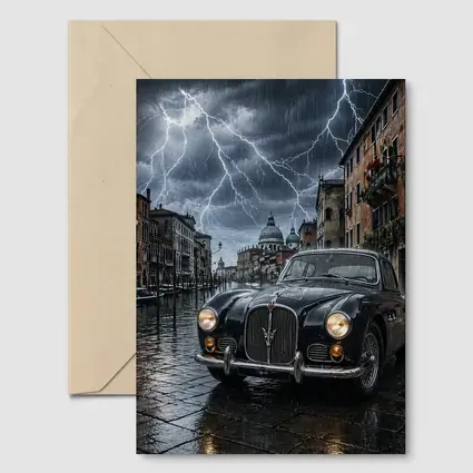 Maserati Classic Car Venice Thunderstorm Night