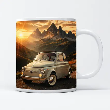 Fiat 500 Classic Car Mountain Sunset
