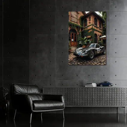 Ferrari Classic Racing Car Ivy Brick Building
