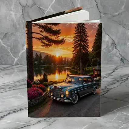 Classic Mercedes Benz Sedan Lake Sunset