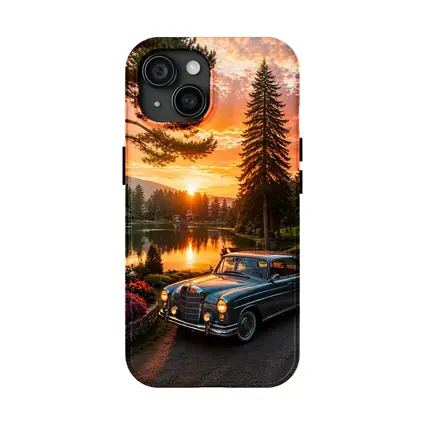 Classic Mercedes Benz Sedan Lake Sunset