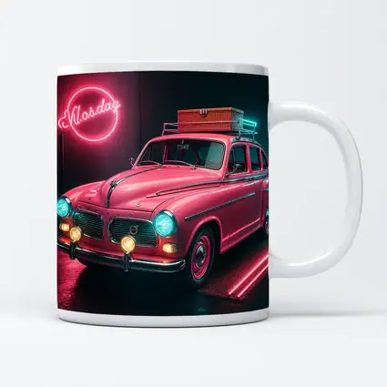 Retro Volvo Classic Car Neon Garage