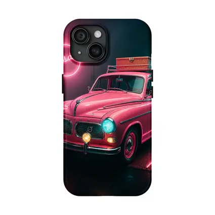 Retro Volvo Classic Car Neon Garage