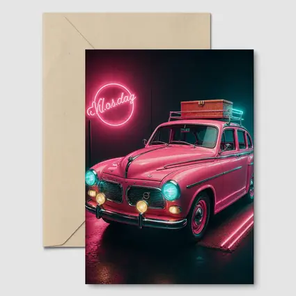 Retro Volvo Classic Car Neon Garage