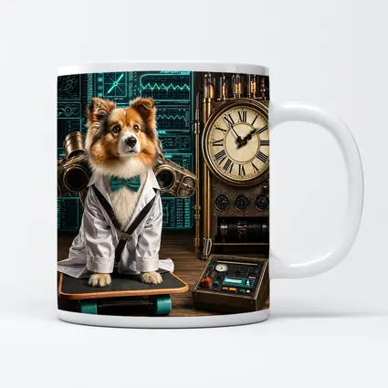 Shetland Sheepdog Scientist Steampunk Lab Setting