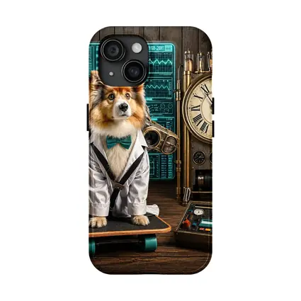 Shetland Sheepdog Scientist Steampunk Lab Setting