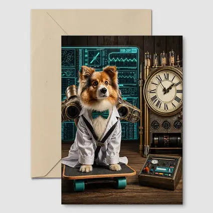 Shetland Sheepdog Scientist Steampunk Lab Setting