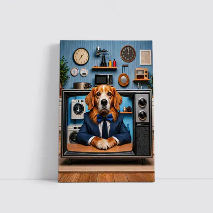 Beagle in Suit Retro TV Vintage Interior
