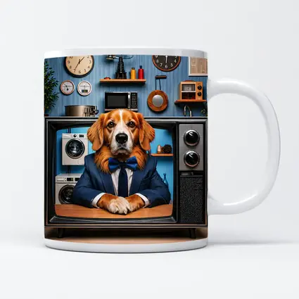 Beagle in Suit Retro TV Vintage Interior