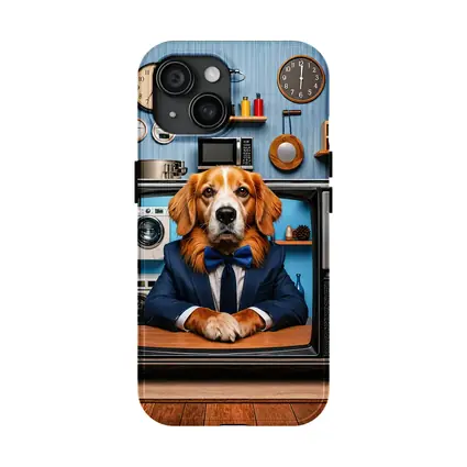 Beagle in Suit Retro TV Vintage Interior