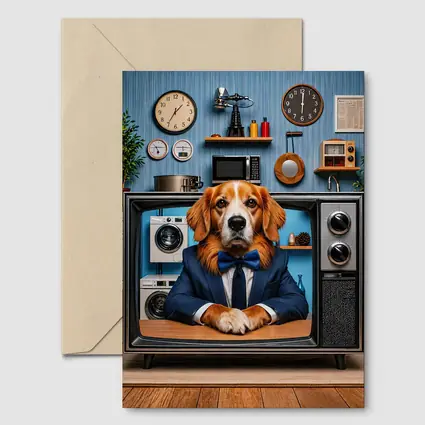 Beagle in Suit Retro TV Vintage Interior