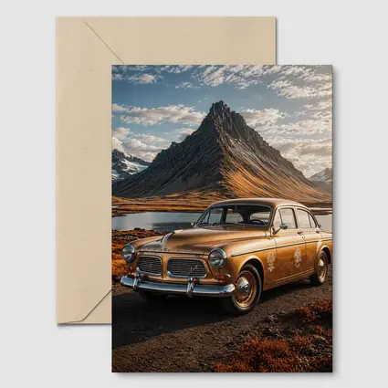 Gold Volvo Amazon Classic Mountain Landscape