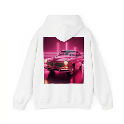 Retro Volvo Classic Car Neon Pink Background