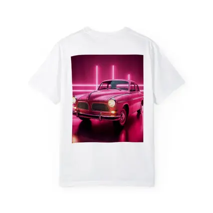 Retro Volvo Classic Car Neon Pink Background