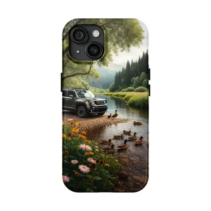 Jeep Renegade Parked By Peaceful River