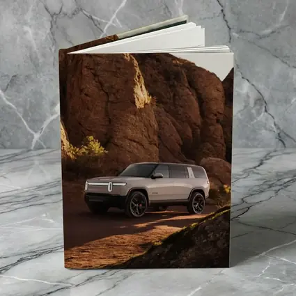 Rivian R1S SUV Rocky Desert Landscape