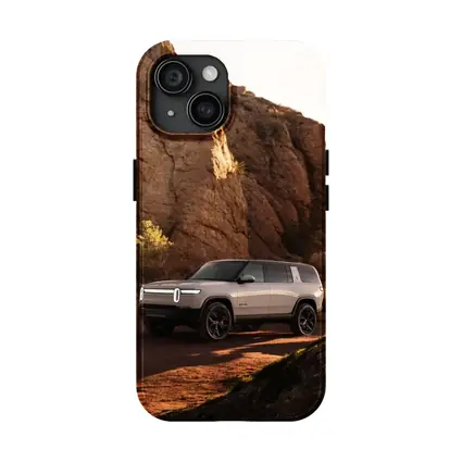 Rivian R1S SUV Rocky Desert Landscape