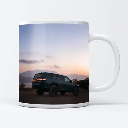 Rivian R1S Dark Green Mountain Sunset