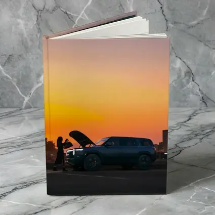 Rivian R1S Electric SUV City Sunset
