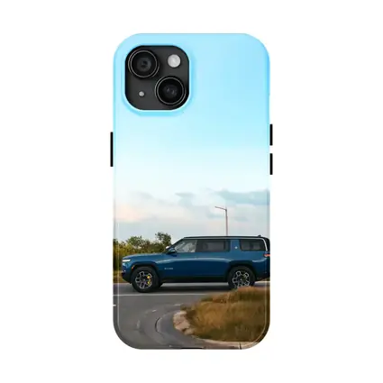 Rivian R1S Blue SUV Open Road