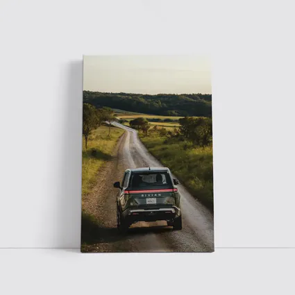 Rivian R1S On Rural Country Dirt Road
