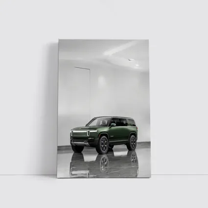 Rivian R1S Green SUV Clean White Studio
