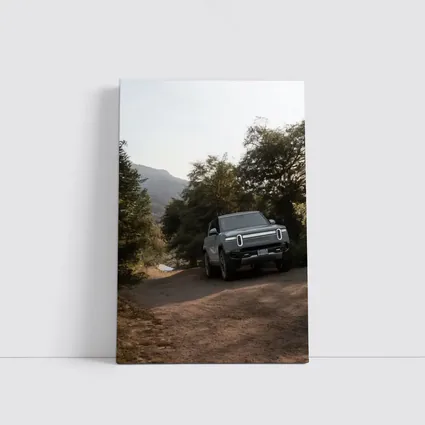 Rivian R1T Electric Truck Dirt Road Forest