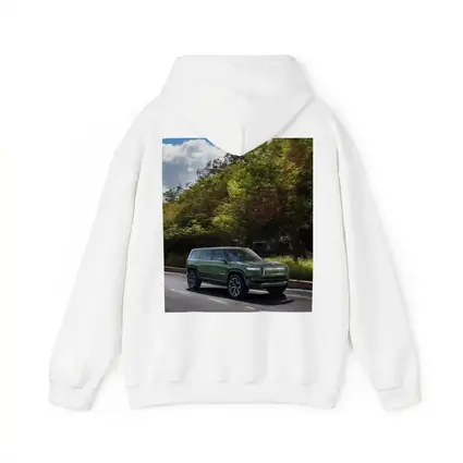 Rivian R1S Green SUV Forest Road Drive