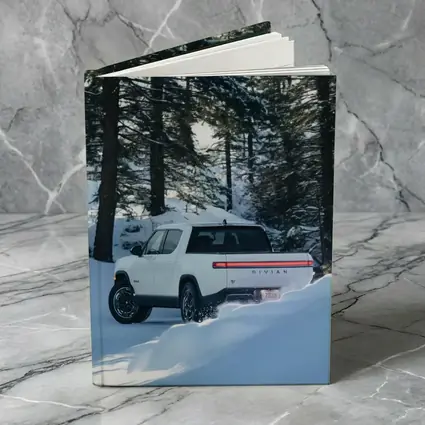 Rivian R1S White Truck Snowy Forest
