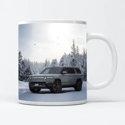 Rivian R1S SUV Snowy Winter Forest