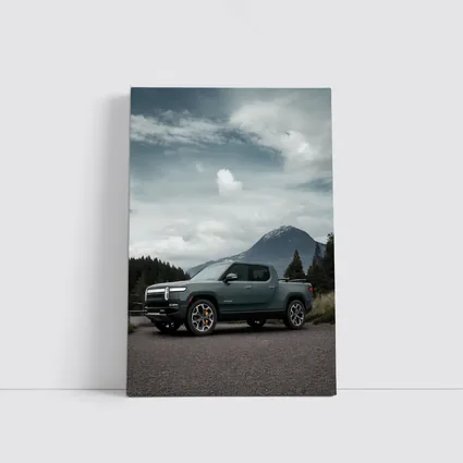 Rivian R1T Truck Mountain Cloudy Sky