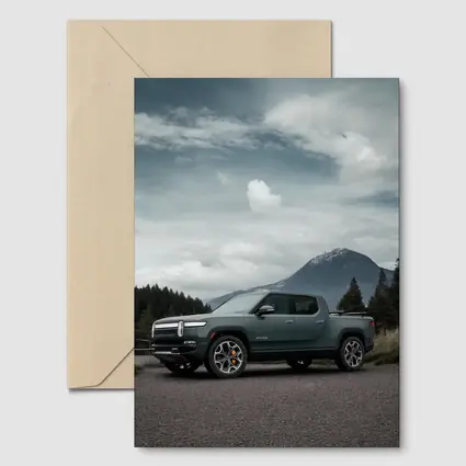 Rivian R1T Truck Mountain Cloudy Sky