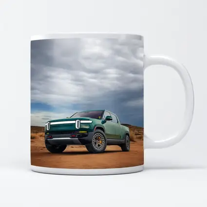 Rivian R1T Green Truck Desert Landscape