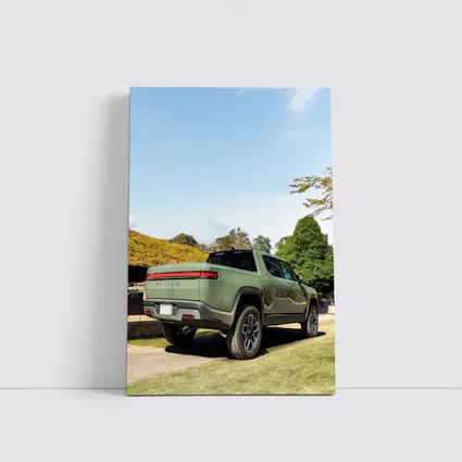 Rivian R1T Green Truck Outdoor Park Setting
