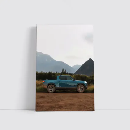 Rivian R1T Truck Mountain Valley Landscape