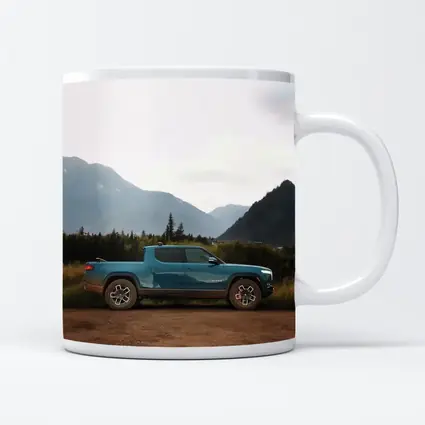Rivian R1T Truck Mountain Valley Landscape
