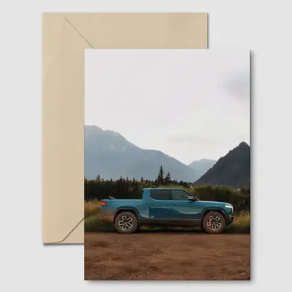 Rivian R1T Truck Mountain Valley Landscape