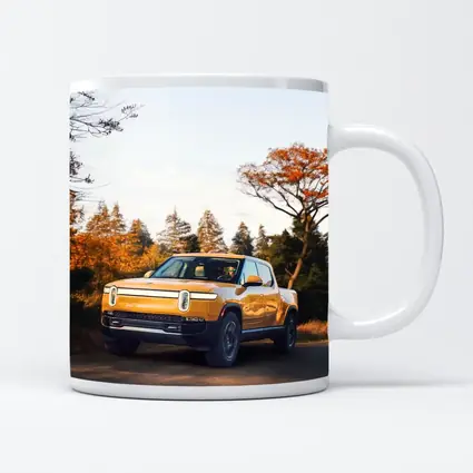 Rivian R1T Electric Truck Autumn Forest Setting