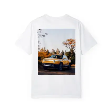 Rivian R1T Electric Truck Autumn Forest Setting
