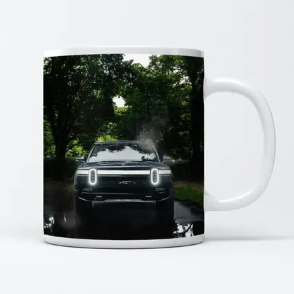 Rivian R1T Truck Rainy Forest Road