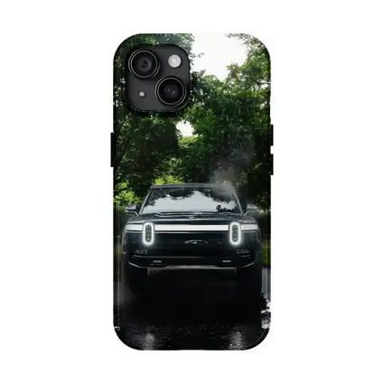 Rivian R1T Truck Rainy Forest Road