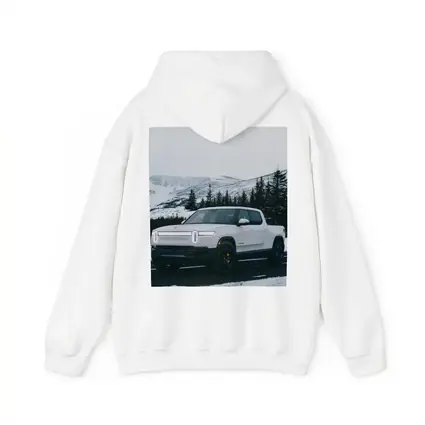 Rivian R1T White Truck Snowy Mountain Road