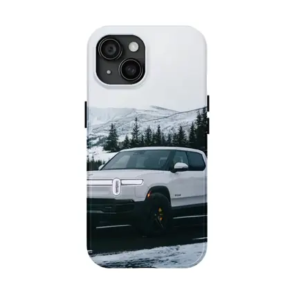 Rivian R1T White Truck Snowy Mountain Road